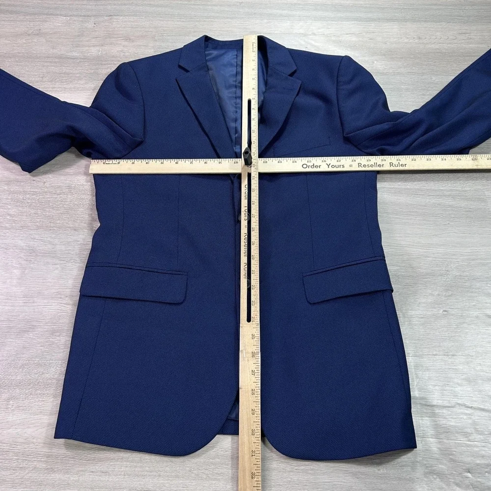 Alain Dupetit Suit Jacket Mens‎ 36R Blue Rayon Blend 2 Button Dress Blazer